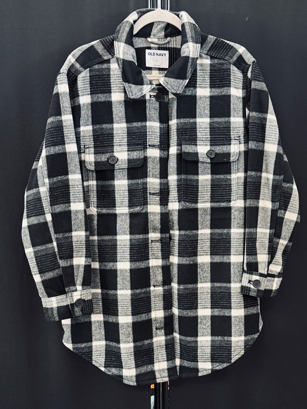Old Navy Black & White Plaid Button-Down Shacket. Like new